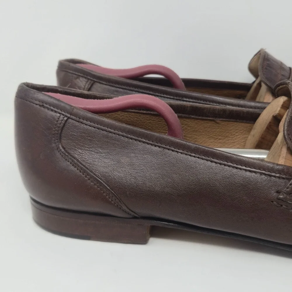 Bruno Magli Men's 11.5M Brown Genuine Alligator Bit Loafers Made in Italy